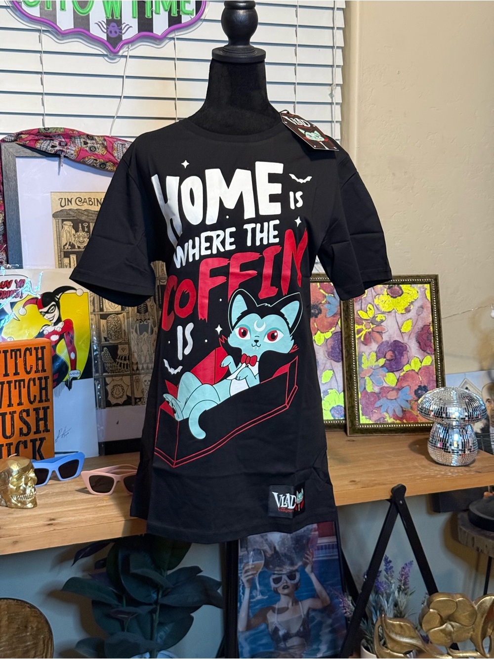 New KILLSTAR Vlad The Vampurr 'Home Is Where The Coffin Is' Graphic Tee
